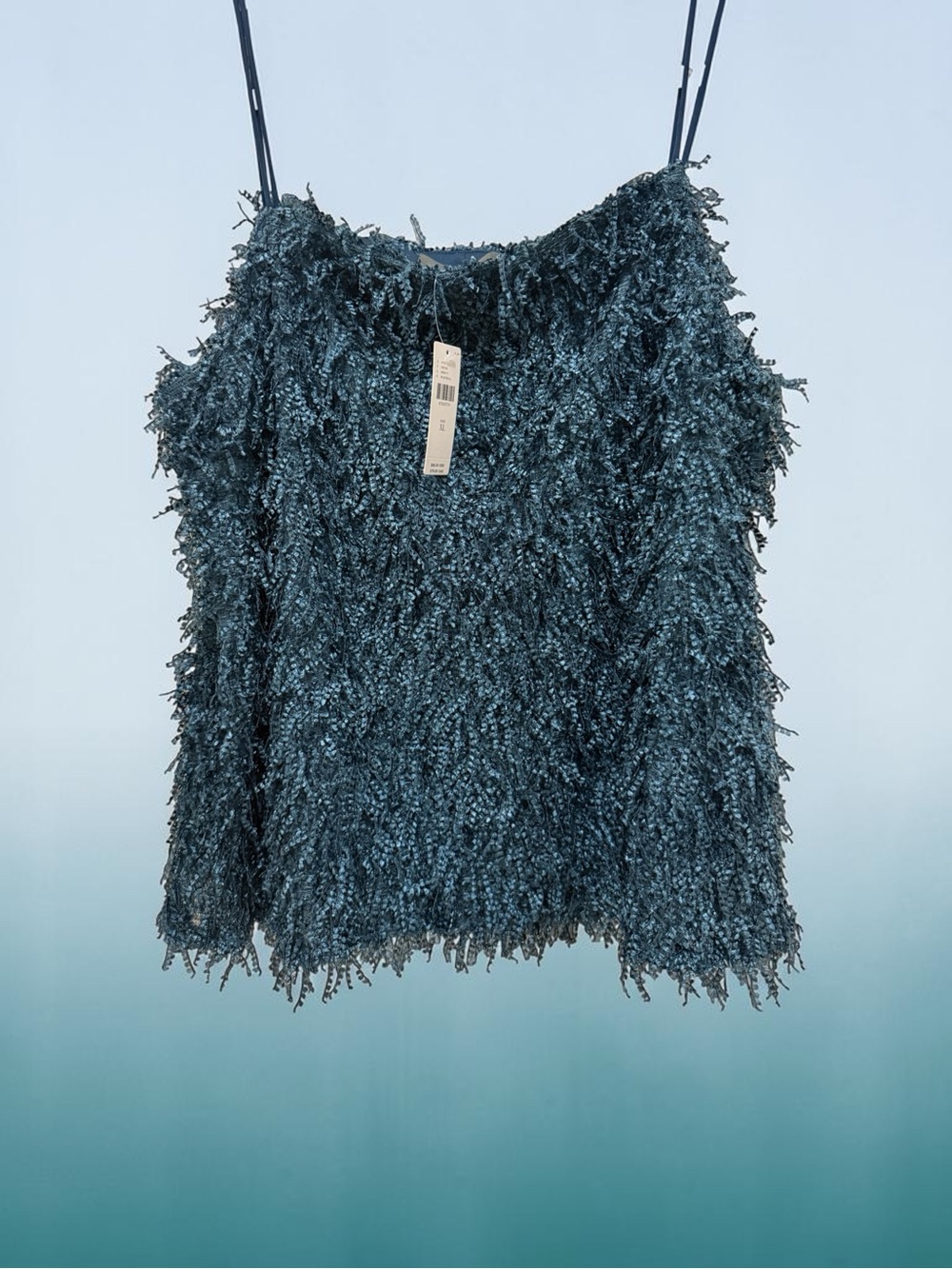 Anthropologie Teal Shaggy Knit Tank